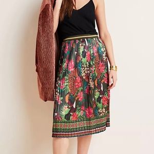 Anthropologie farm rio bosque pleated midi skirt